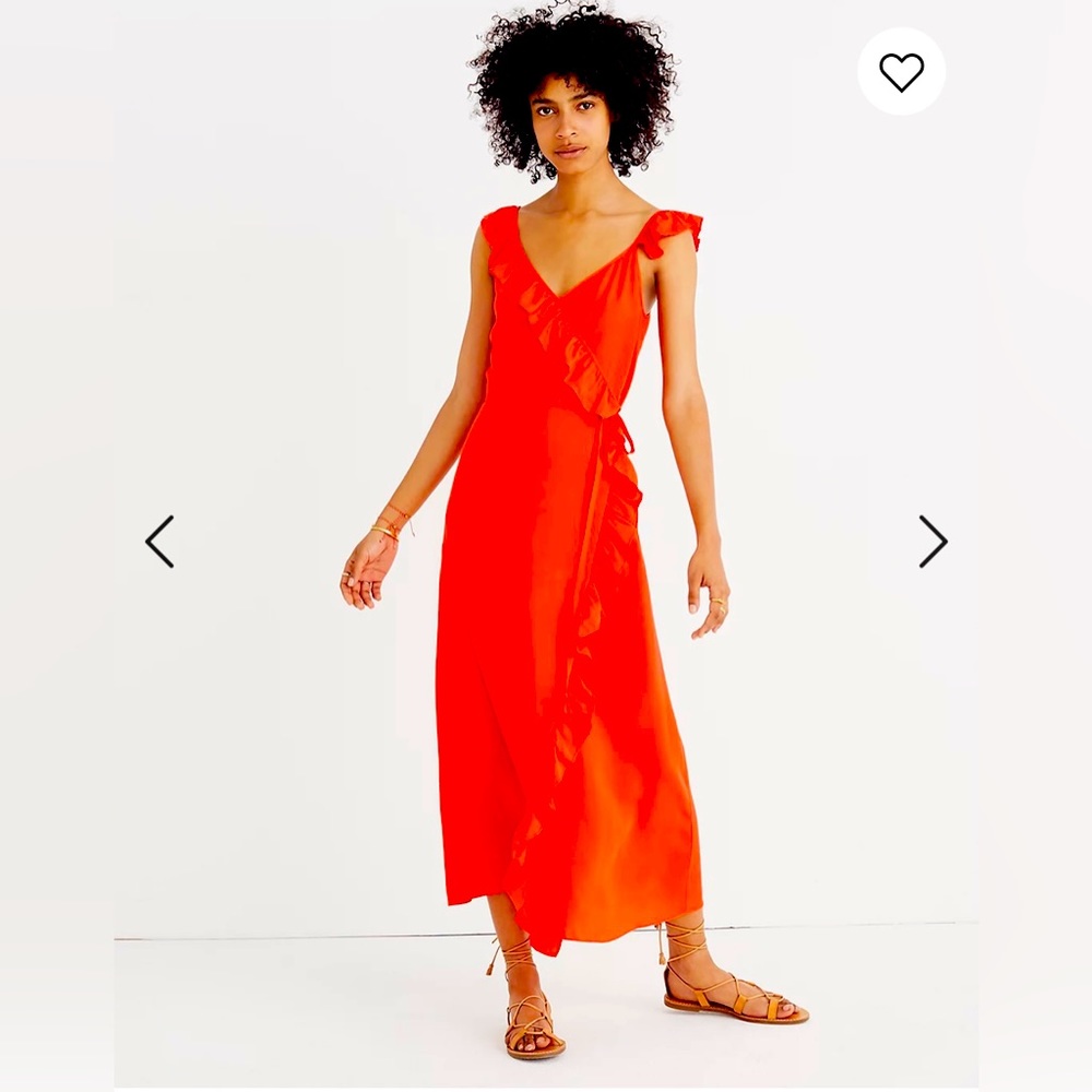 Madewell Red Ruffle Faux Wrap Maxi Dress
